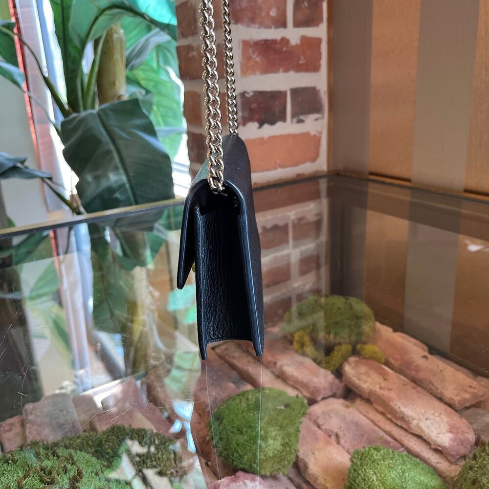 GUCCI Interlocking G Black Pebbled Leather Wallet on Chain - Picture 4 of 8